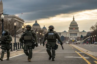 national guard troops patrol