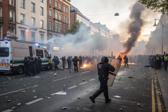 protesters clash police dublin asylum hotel
