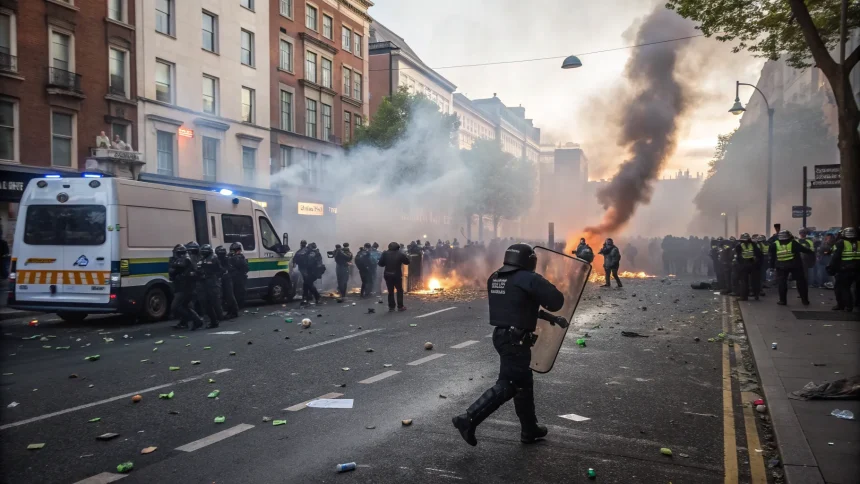 protesters clash police dublin asylum hotel