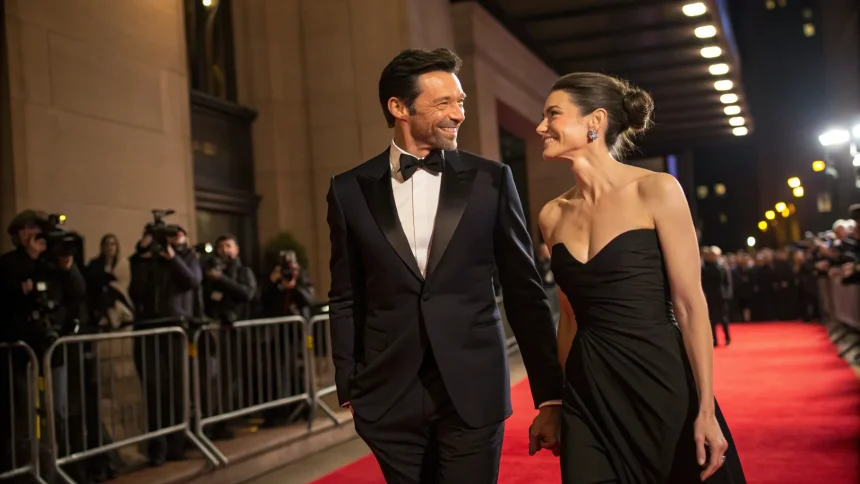 hugh jackman steps out with sutton foster