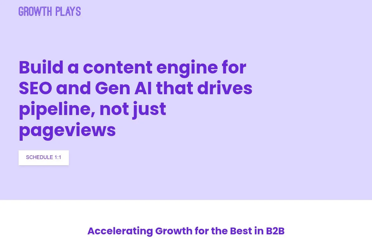 Screenshot of Growth Plays homepage