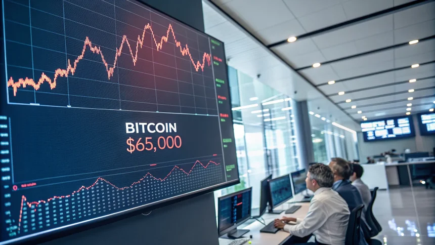 bitcoin slips below sixty five thousand