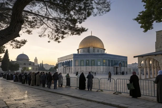 pre dawn lines al aqsa mosque