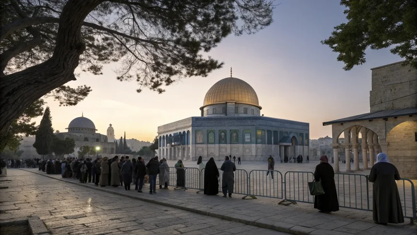 pre dawn lines al aqsa mosque