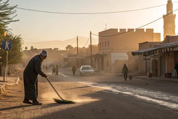 quiet volunteer shaped moroccan town