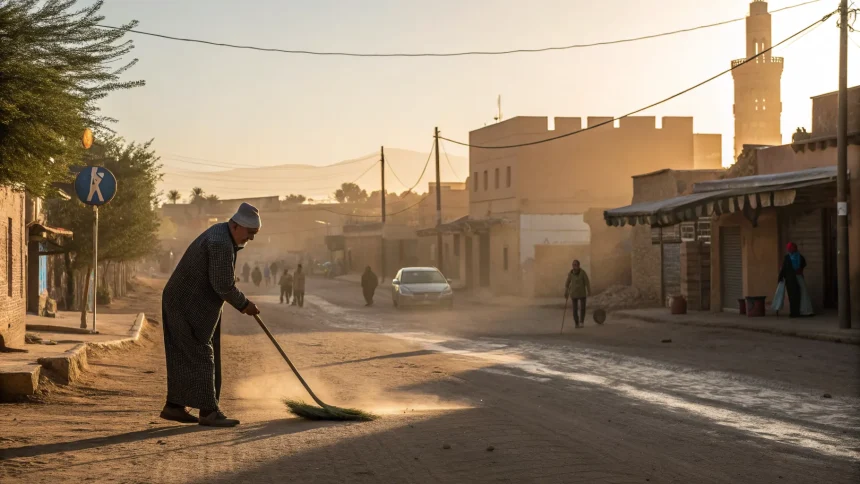 quiet volunteer shaped moroccan town