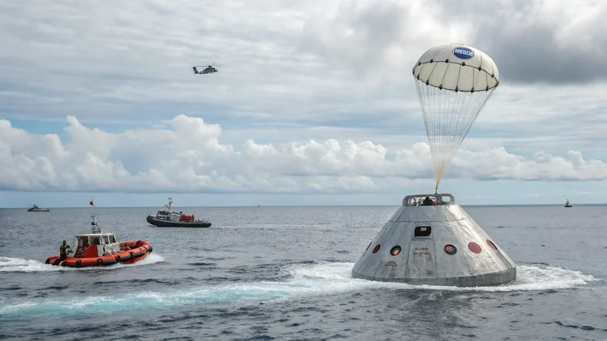 orion splashdown artemis test complete