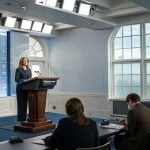 press secretary leavitt addresses reporters