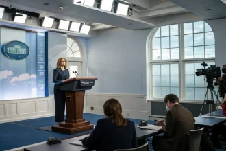 press secretary leavitt addresses reporters