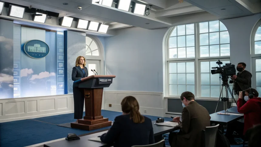 press secretary leavitt addresses reporters