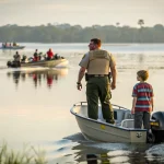 father son officers florida lake rescue