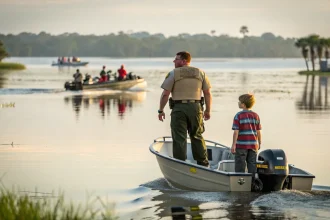 father son officers florida lake rescue