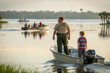 father son officers florida lake rescue
