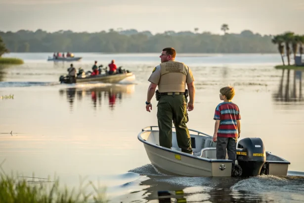father son officers florida lake rescue