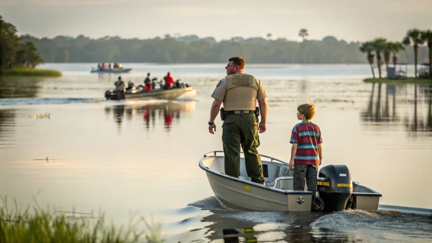 father son officers florida lake rescue