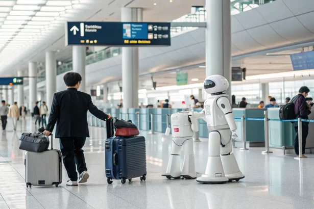 haneda tests humanoid robots luggage