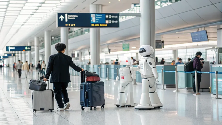 haneda tests humanoid robots luggage
