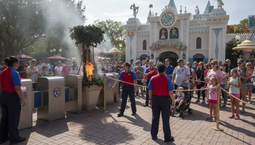 disney ride fire stops queue