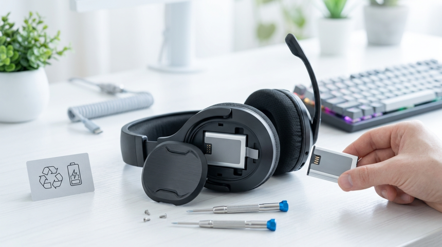 gaming brand wireless headphone battery waste