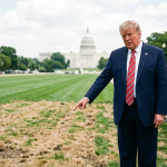 trump blames vandals mall grass damage