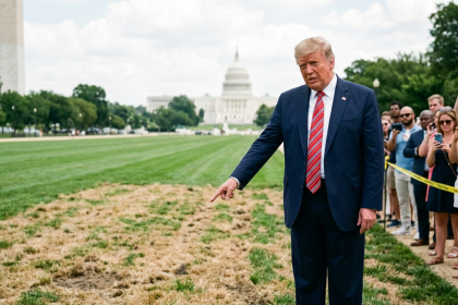 trump blames vandals mall grass damage