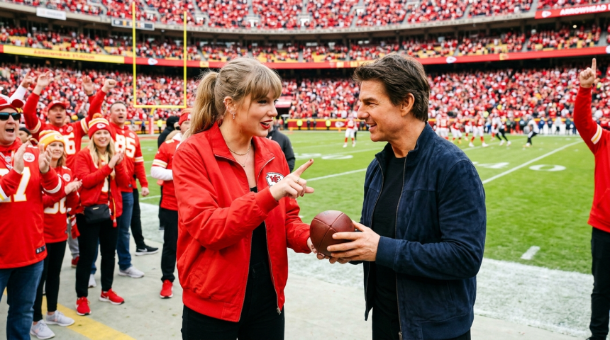 taylor swift teaches tom cruise football
