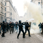 police fire tear gas lyon march